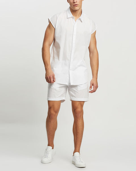 Sleeveless Button-Up Shirt